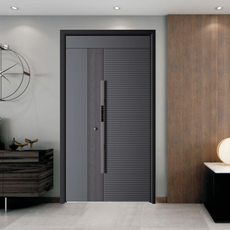 Gray na Disenyong Salamin Inset Metal Exterior Steel Front Door Gray na Disenyong Salamin Inset Metal Exterior Steel Front Door